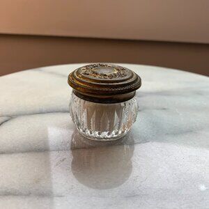 Vintage Glass Salt Well with floral metal top